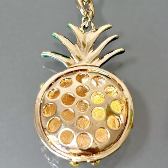 4 1/2" Gold Yellow Clear Rhinestone Bling Pineapple Fruit Bag Charm Keychain New - Picture 6 of 8